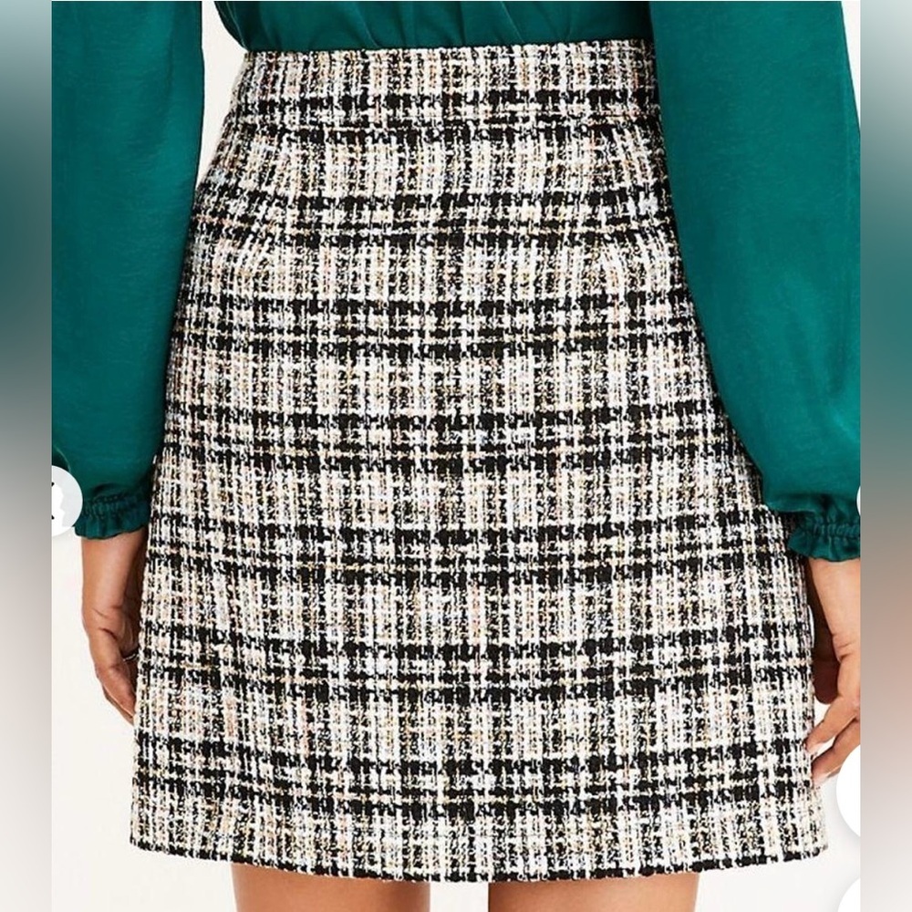 LOFT Tweed Mini Skirt. Sz 8T - Picture 2 of 11
